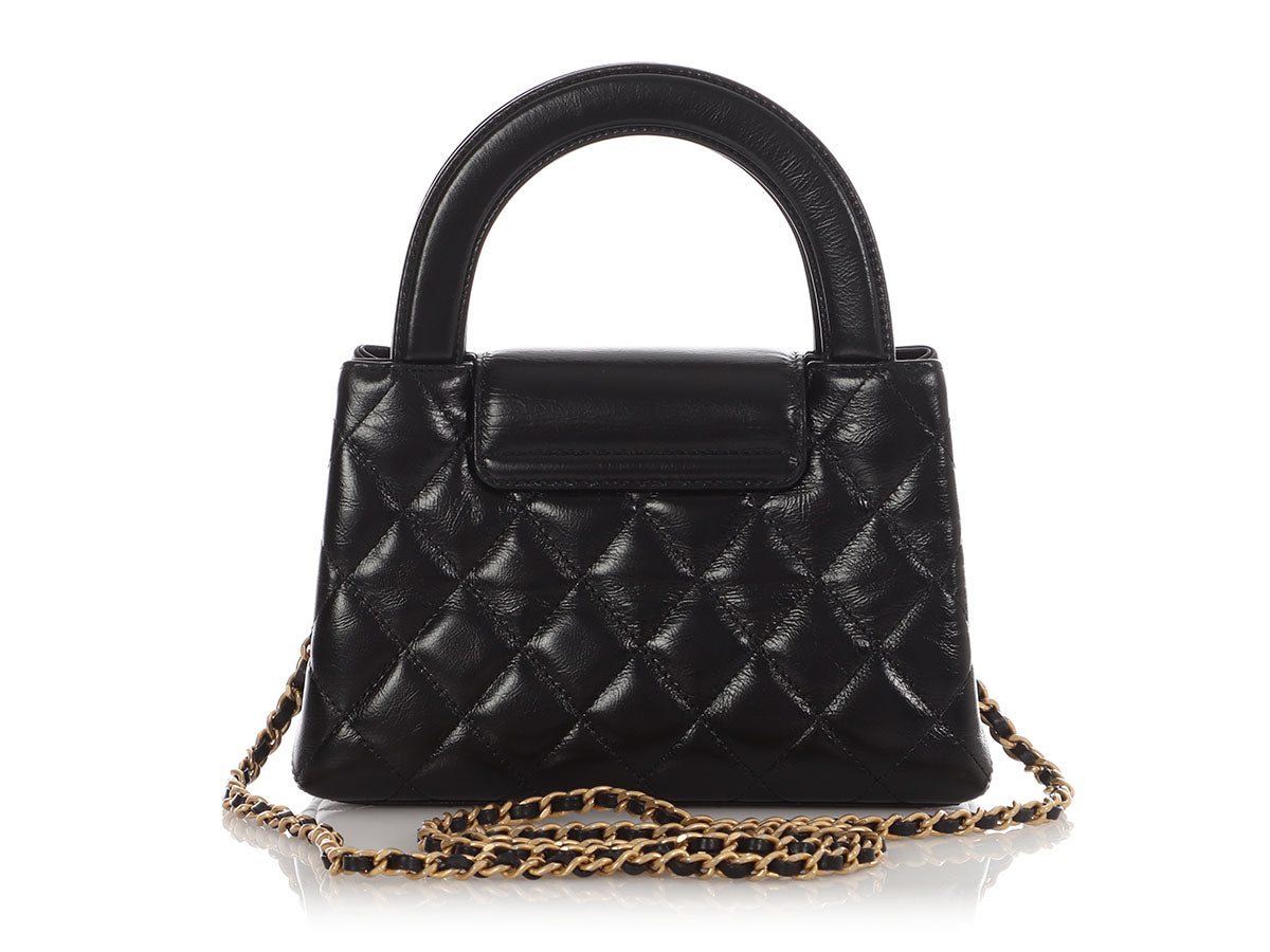 Chanel Small Black Shiny Quilted Calfskin Nano Kelly - Image 5