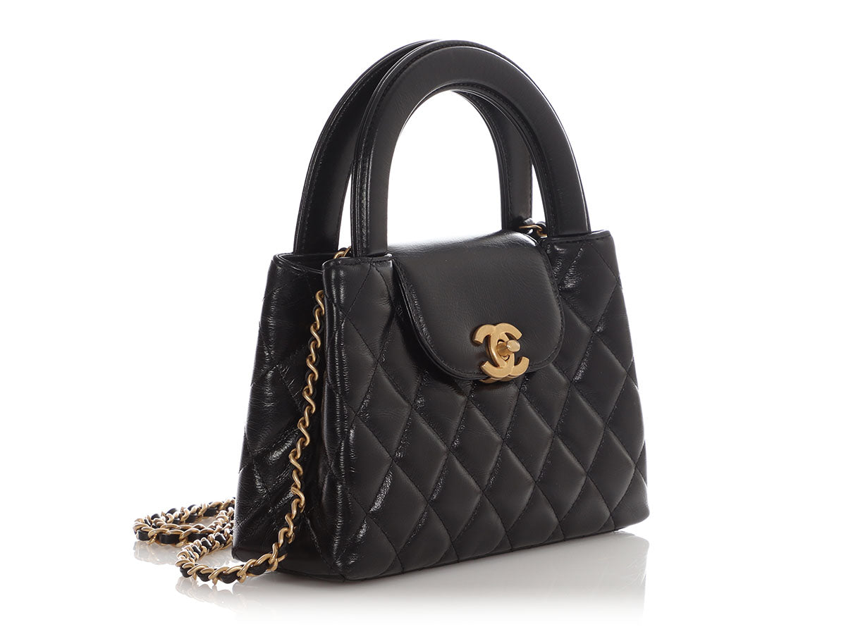 Chanel Small Black Shiny Quilted Calfskin Nano Kelly - Image 6