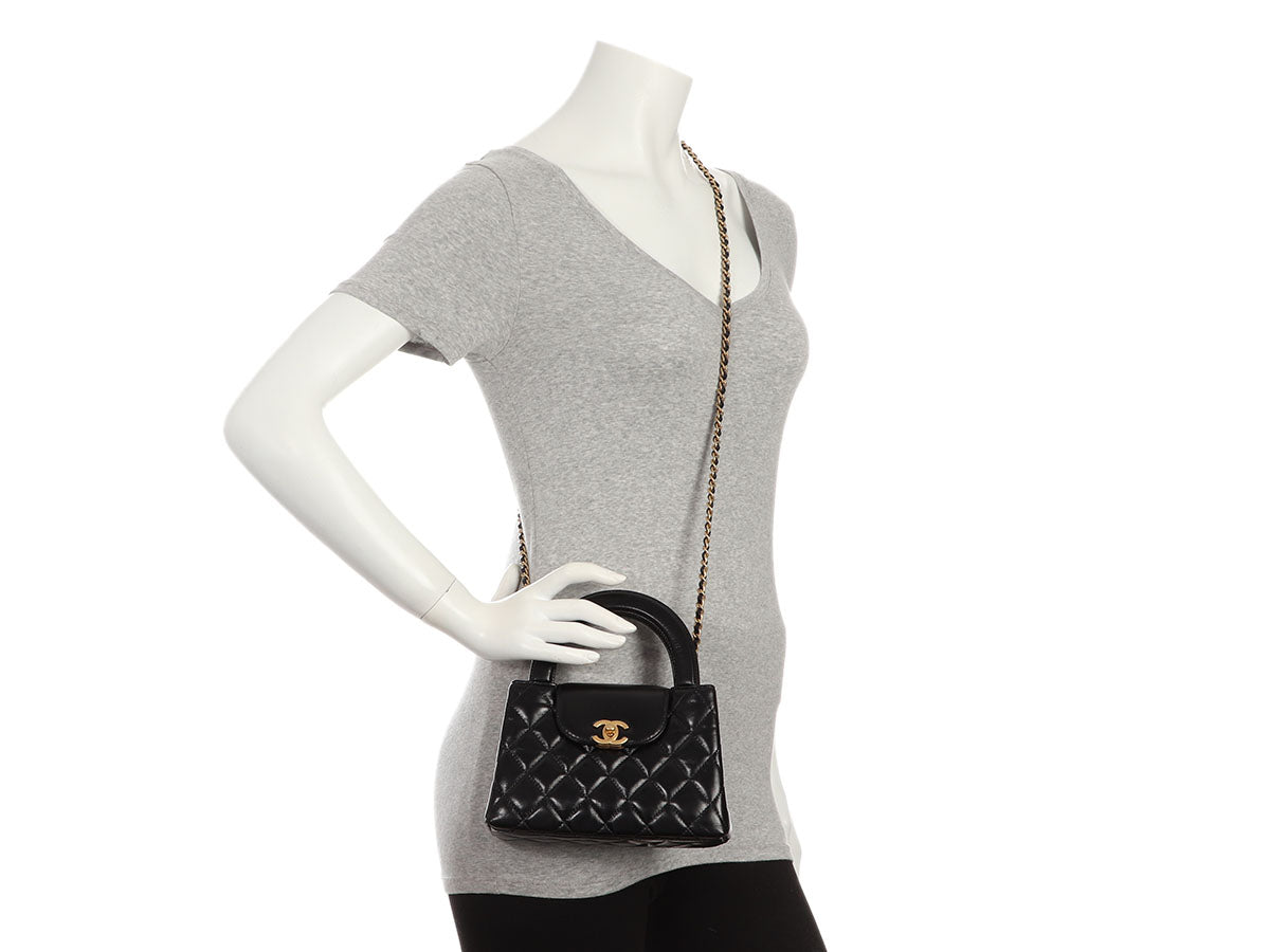 Chanel Small Black Shiny Quilted Calfskin Nano Kelly - Image 10