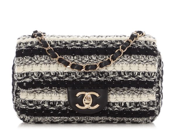 Chanel Mini Black and White Tweed Classic