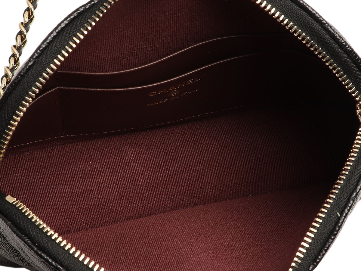 Chanel Small Black Quilted Caviar Crossbody Pouch - Image 9