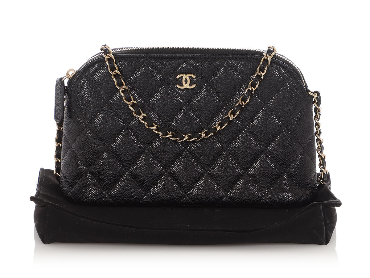 Chanel Small Black Quilted Caviar Crossbody Pouch - Image 8