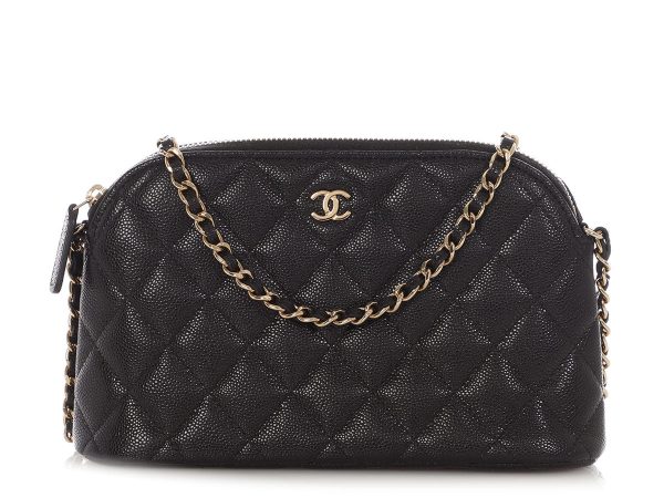 Chanel Small Black Quilted Caviar Crossbody Pouch