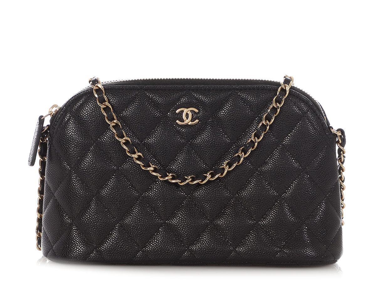 Chanel Small Black Quilted Caviar Crossbody Pouch