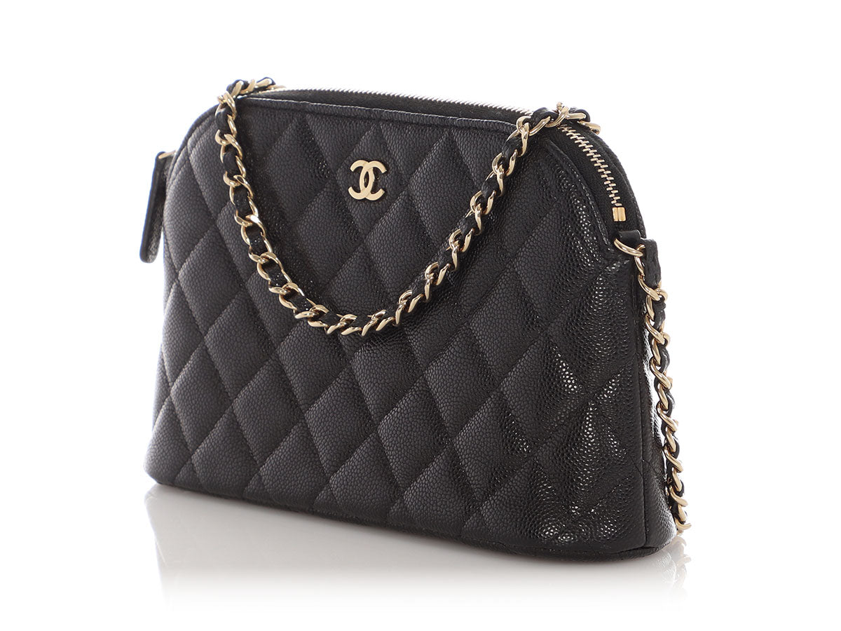 Chanel Small Black Quilted Caviar Crossbody Pouch - Image 3