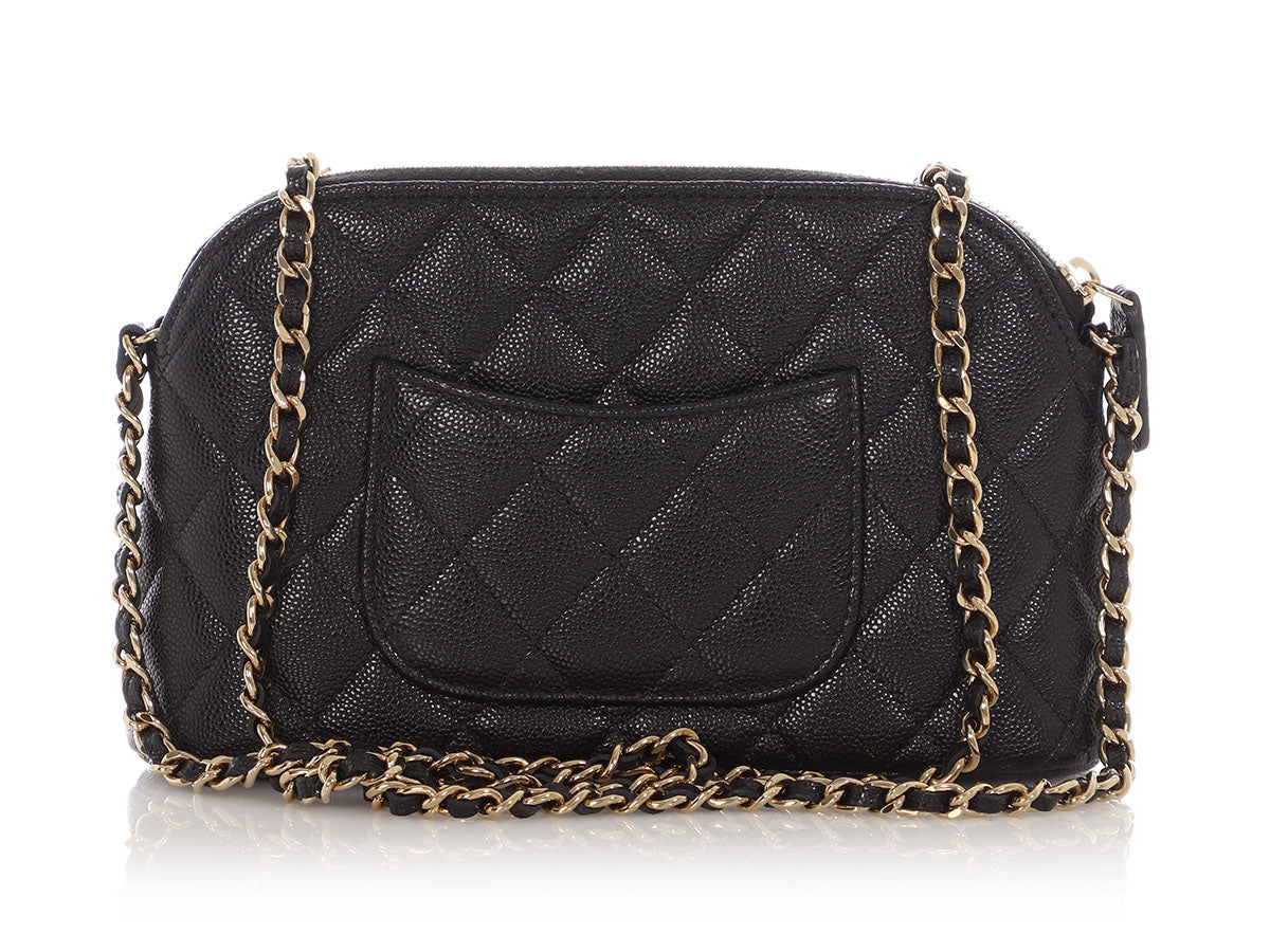 Chanel Small Black Quilted Caviar Crossbody Pouch - Image 4