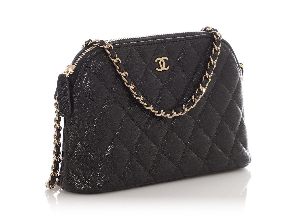 Chanel Small Black Quilted Caviar Crossbody Pouch - Image 5