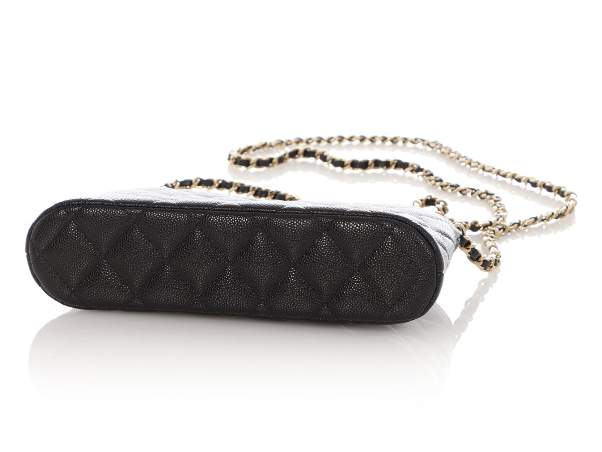 Chanel Small Black Quilted Caviar Crossbody Pouch - Image 6