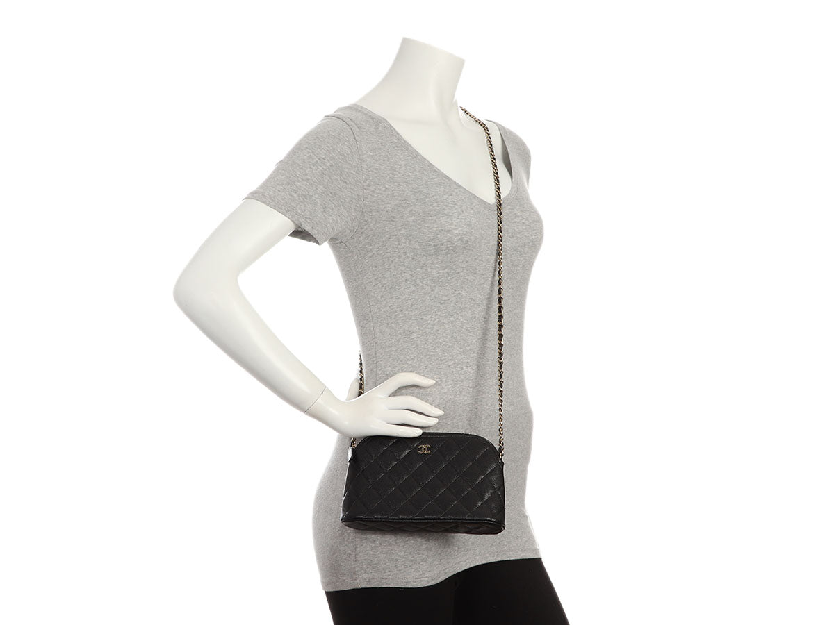 Chanel Small Black Quilted Caviar Crossbody Pouch - Image 10
