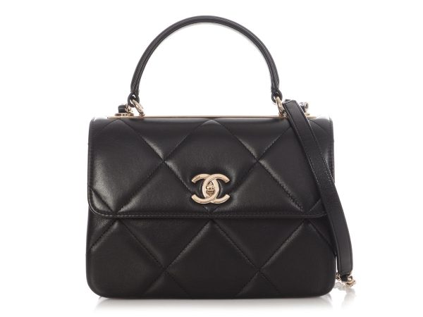 Chanel Small Black Quilted Lambskin Trendy CC Flap