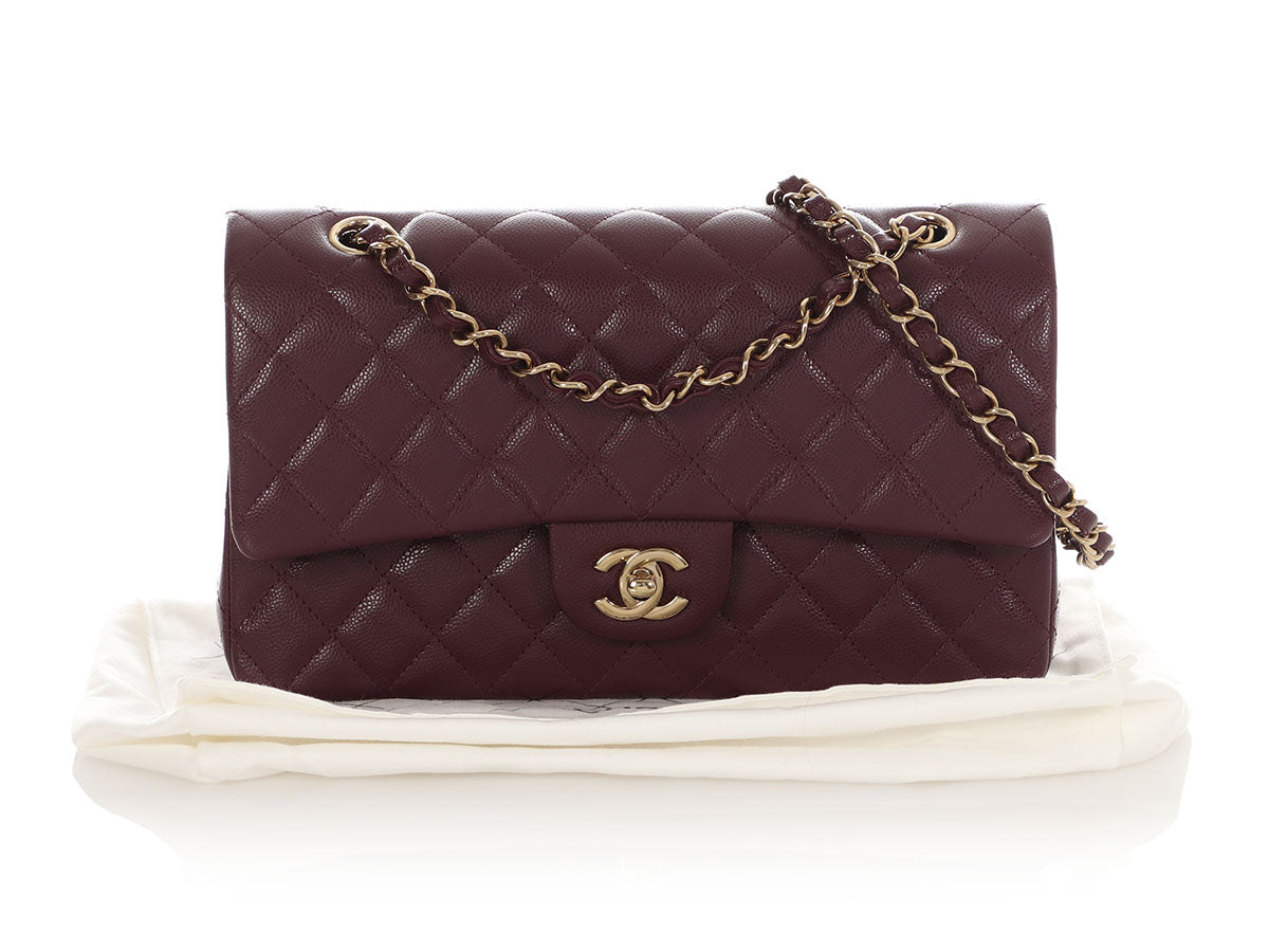 Chanel Medium/Large Burgundy Quilted Caviar Classic Double Flap - Image 2
