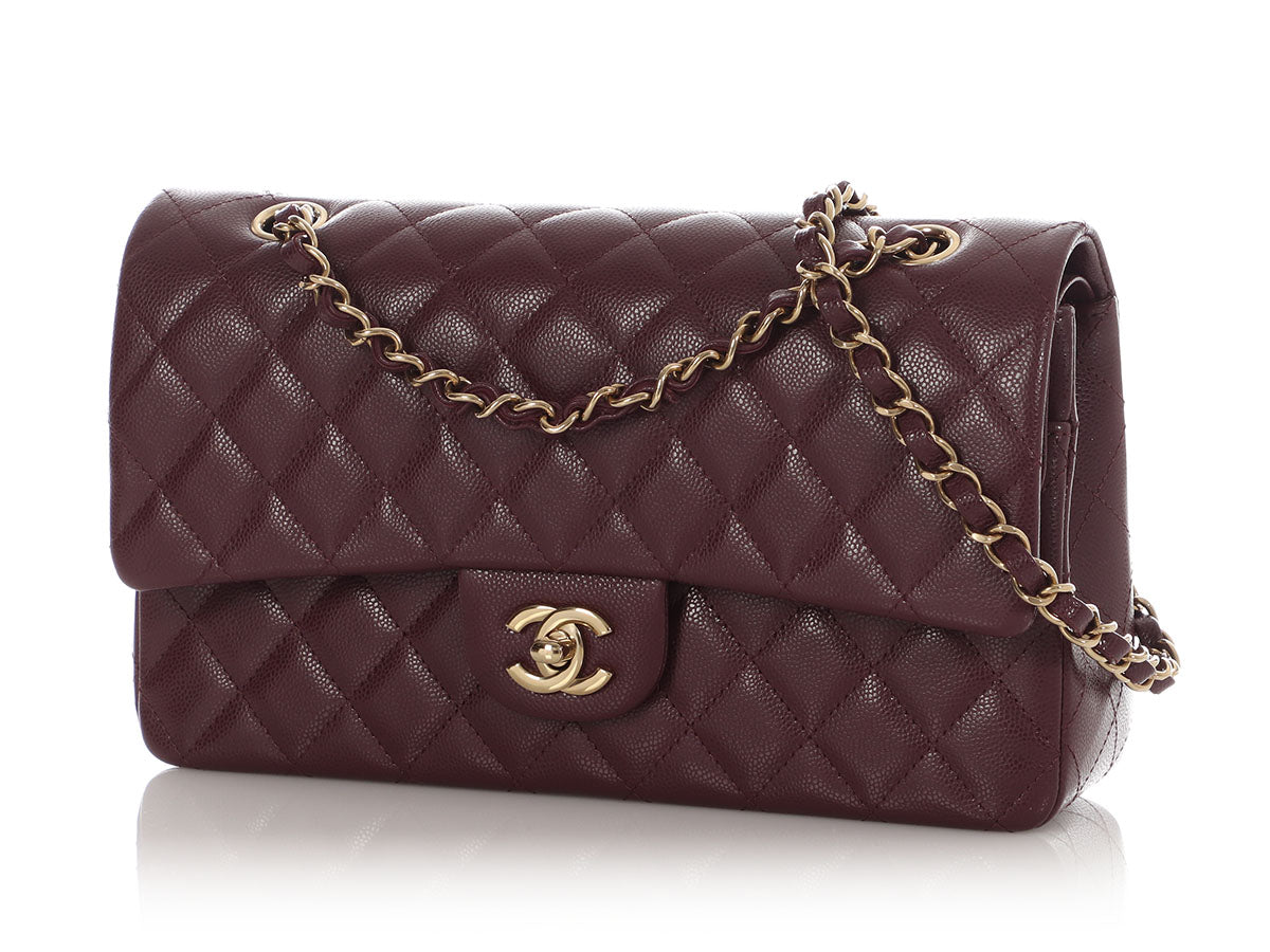 Chanel Medium/Large Burgundy Quilted Caviar Classic Double Flap - Image 3
