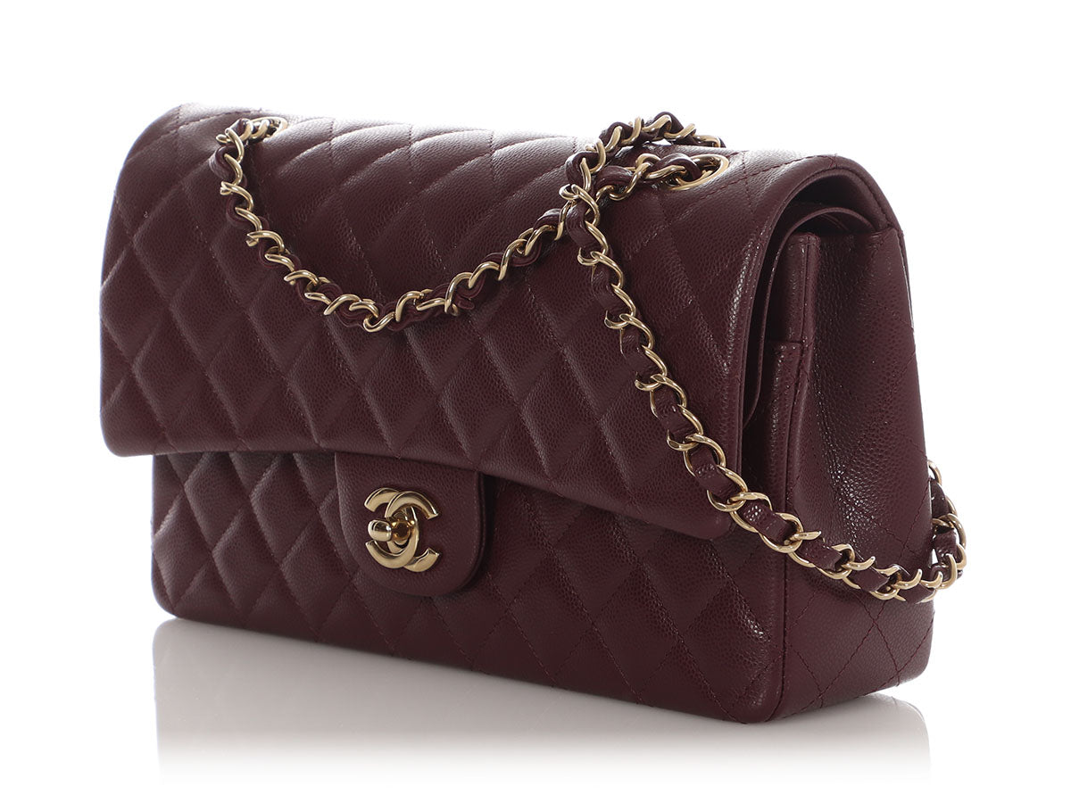 Chanel Medium/Large Burgundy Quilted Caviar Classic Double Flap - Image 4