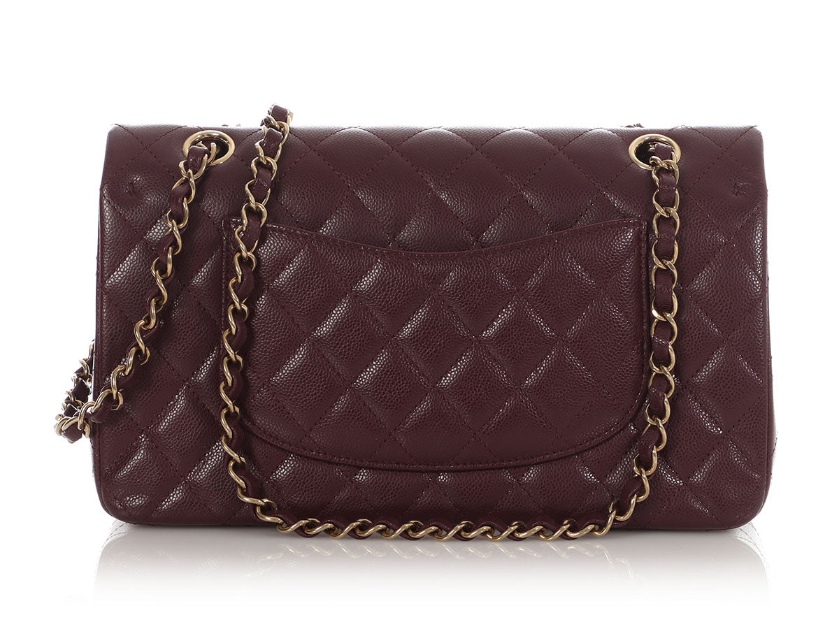 Chanel Medium/Large Burgundy Quilted Caviar Classic Double Flap - Image 5