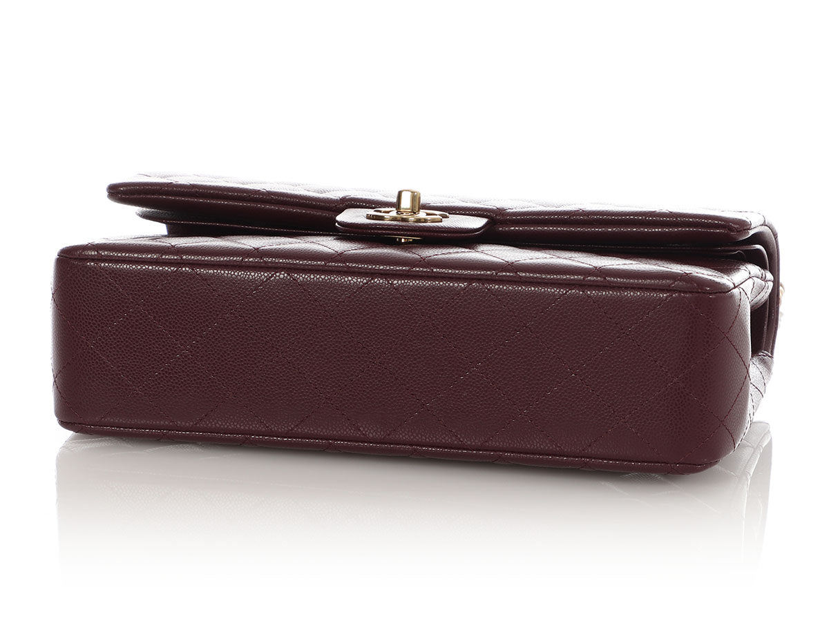 Chanel Medium/Large Burgundy Quilted Caviar Classic Double Flap - Image 7
