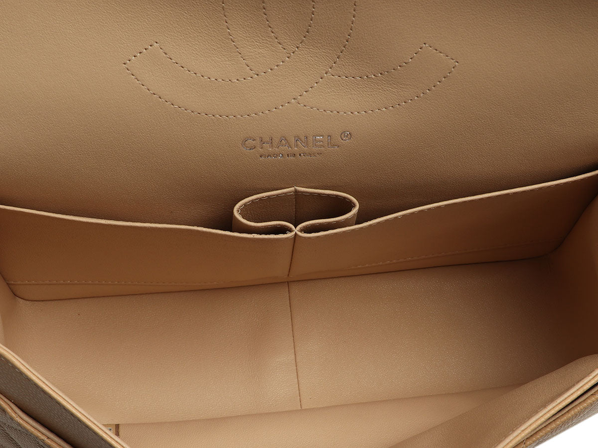 Chanel Jumbo Beige Quilted Caviar Classic Double Flap - Image 9