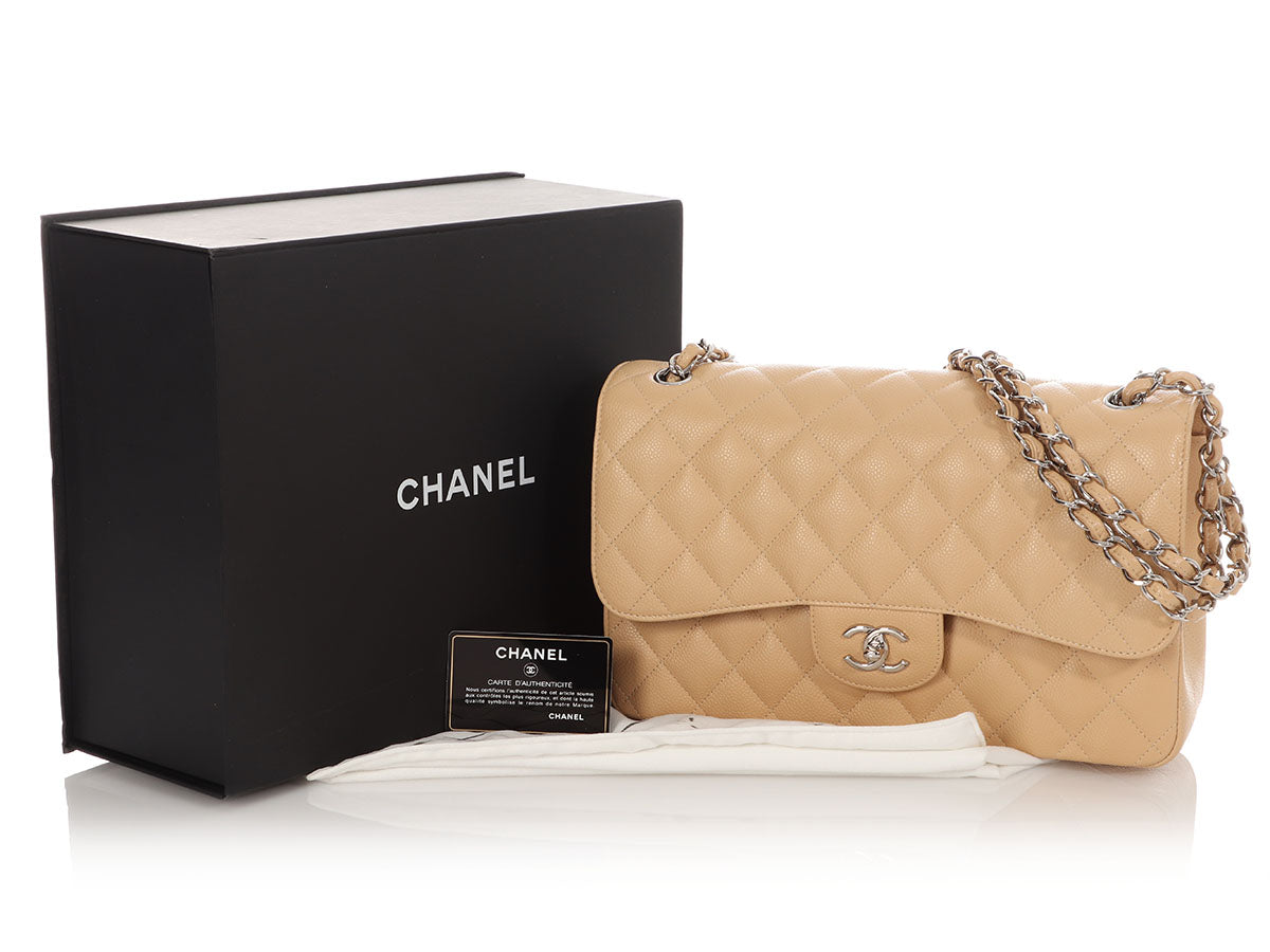 Chanel Jumbo Beige Quilted Caviar Classic Double Flap - Image 2