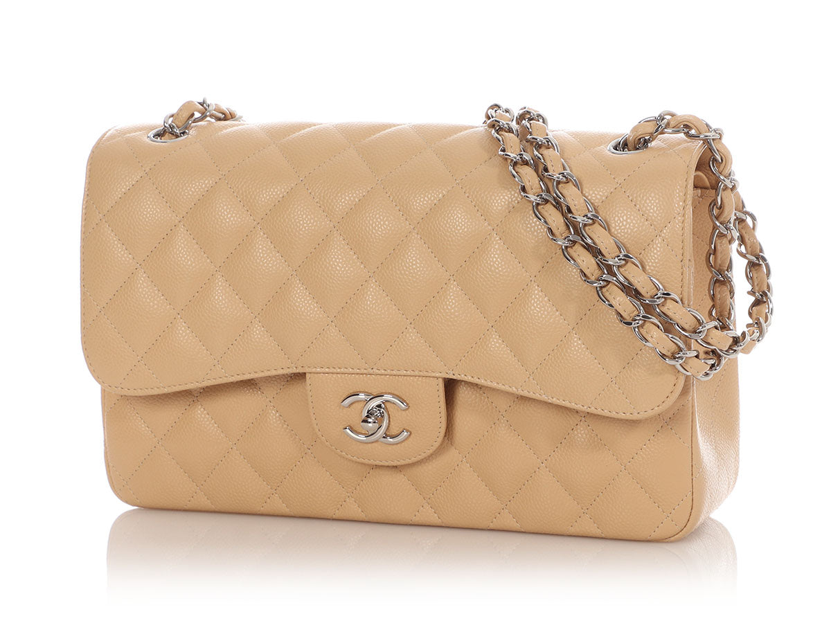 Chanel Jumbo Beige Quilted Caviar Classic Double Flap - Image 3