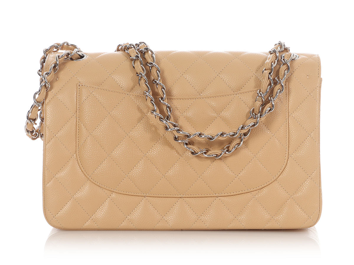 Chanel Jumbo Beige Quilted Caviar Classic Double Flap - Image 5