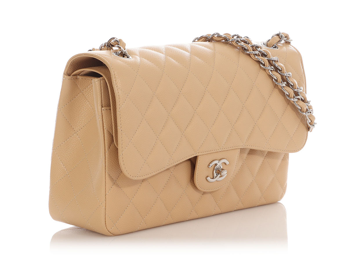 Chanel Jumbo Beige Quilted Caviar Classic Double Flap - Image 6