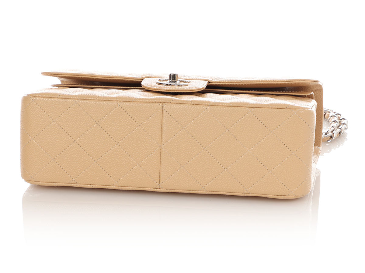 Chanel Jumbo Beige Quilted Caviar Classic Double Flap - Image 7