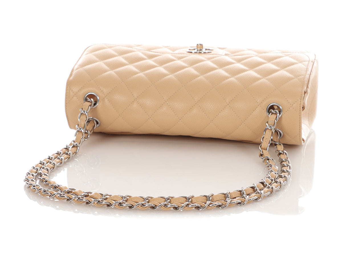 Chanel Jumbo Beige Quilted Caviar Classic Double Flap - Image 8