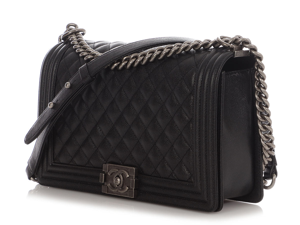 Chanel New Medium Black Quilted Caviar Boy Bag - Image 4