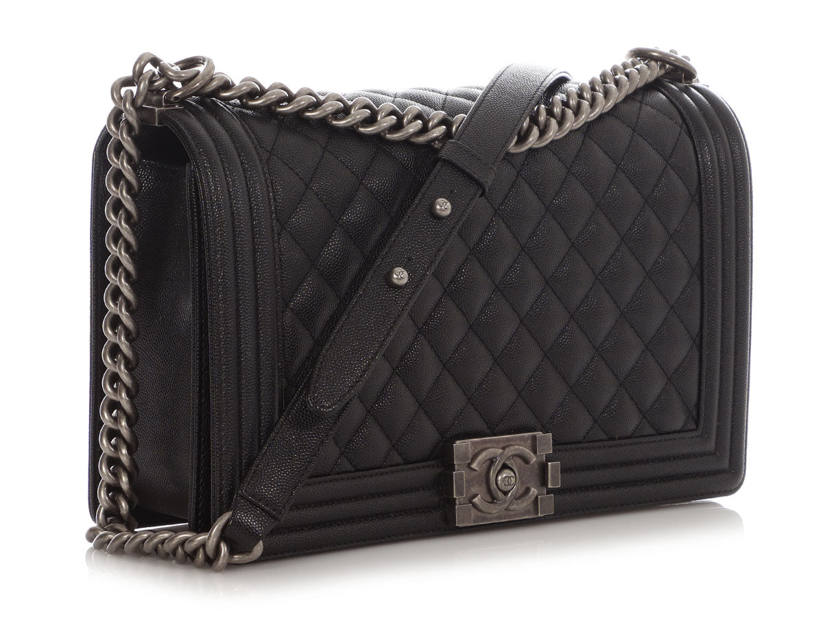 Chanel New Medium Black Quilted Caviar Boy Bag - Image 6
