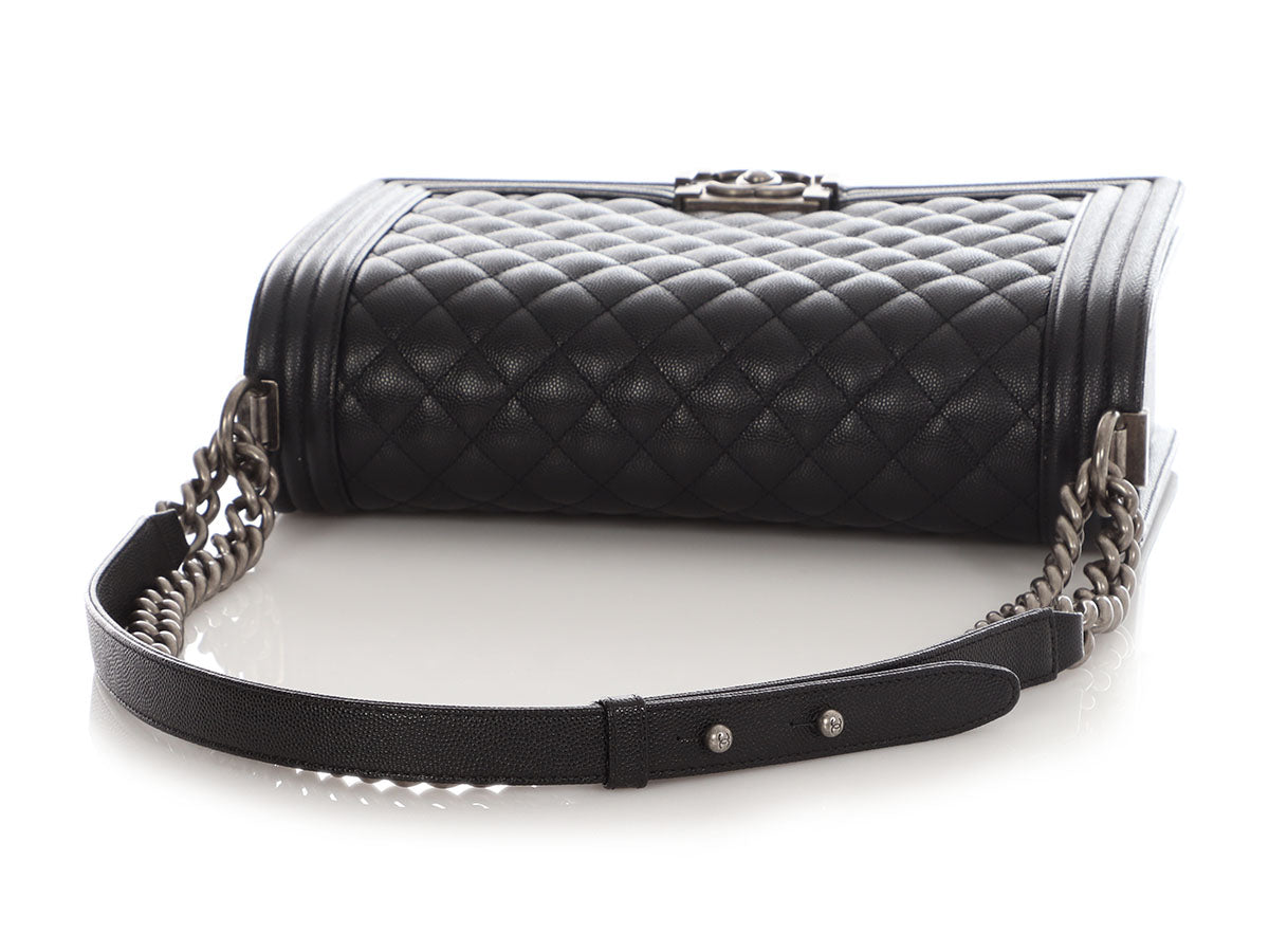 Chanel New Medium Black Quilted Caviar Boy Bag - Image 8