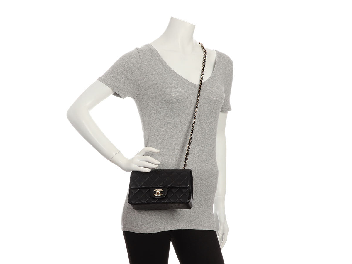Chanel Mini Black Quilted Lambskin Rectangular Classic - Image 10
