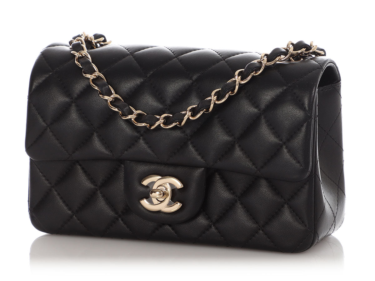 Chanel Mini Black Quilted Lambskin Rectangular Classic - Image 2