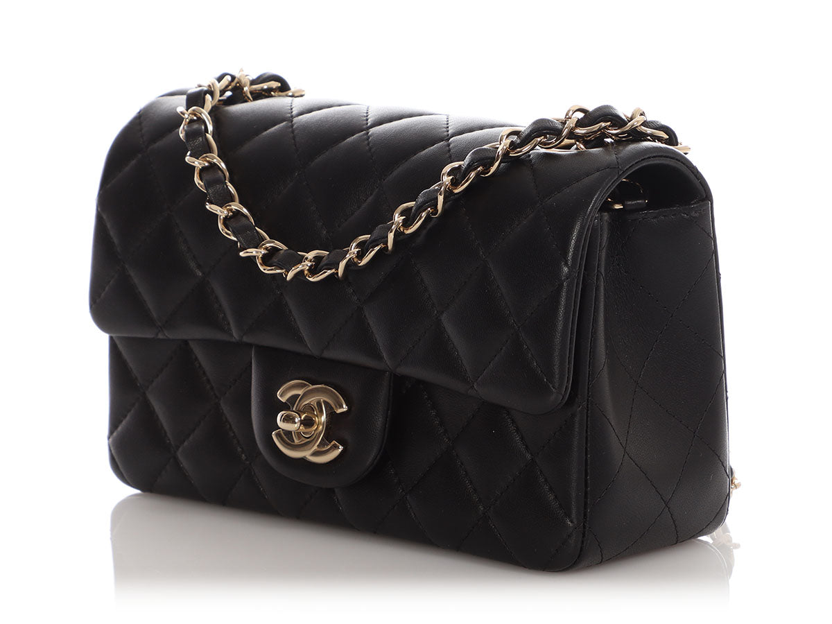Chanel Mini Black Quilted Lambskin Rectangular Classic - Image 3