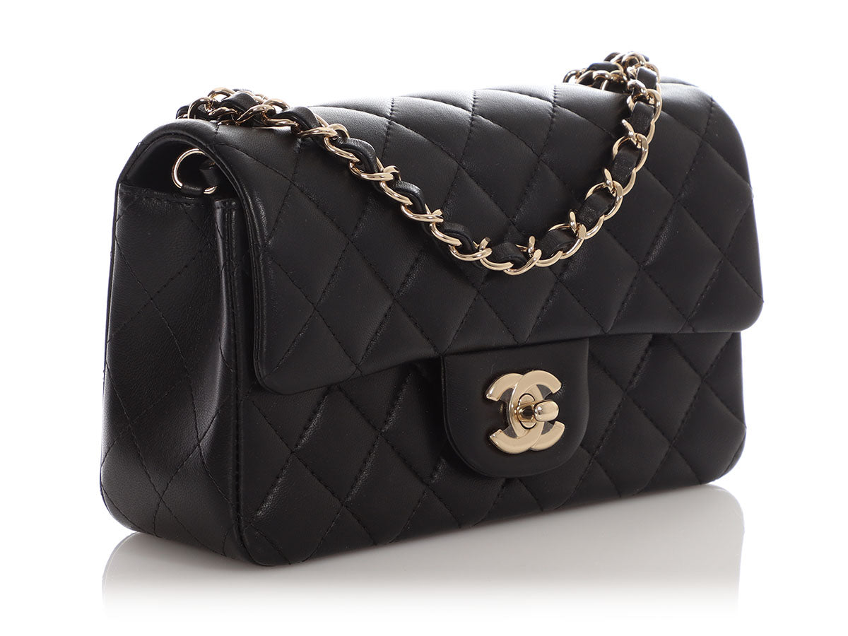 Chanel Mini Black Quilted Lambskin Rectangular Classic - Image 5