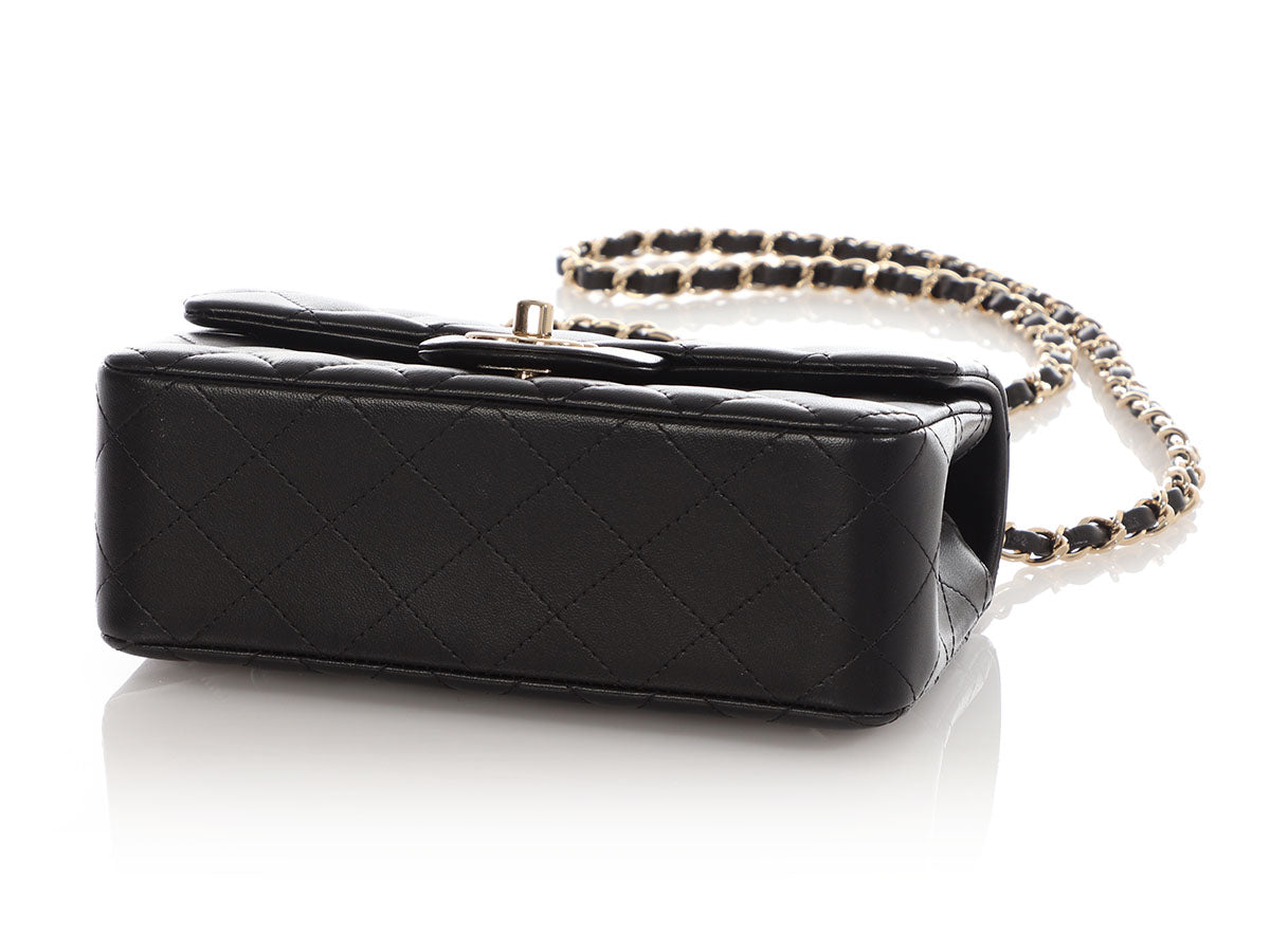 Chanel Mini Black Quilted Lambskin Rectangular Classic - Image 6