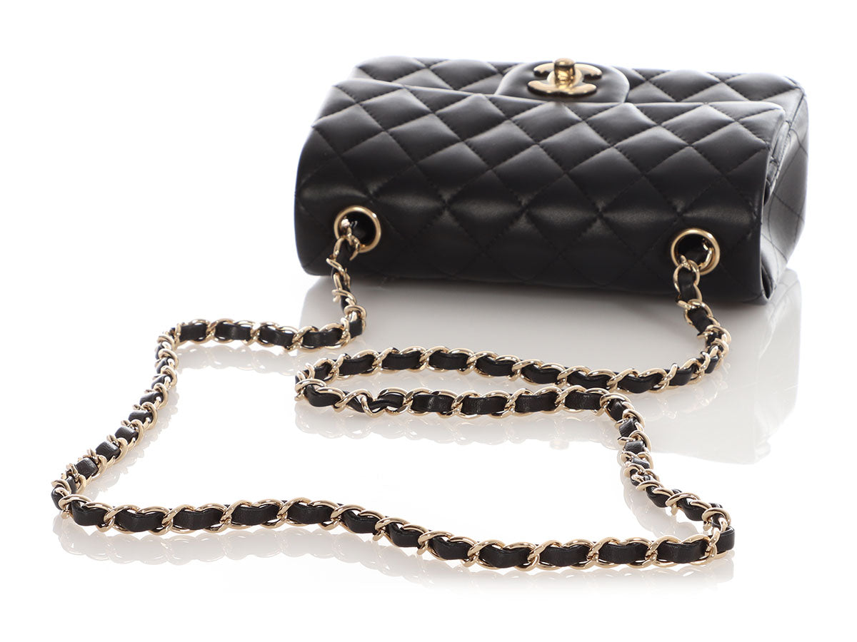 Chanel Mini Black Quilted Lambskin Rectangular Classic - Image 7