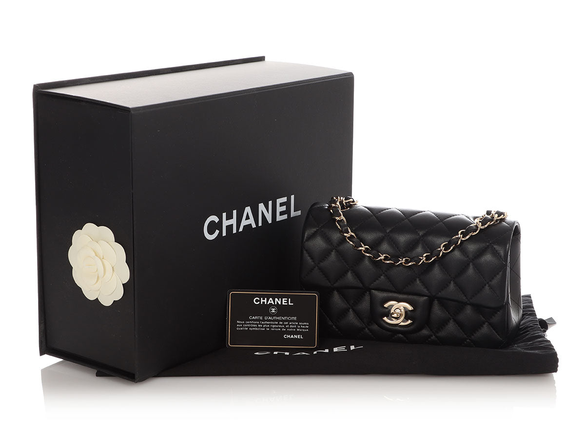 Chanel Mini Black Quilted Lambskin Rectangular Classic - Image 8