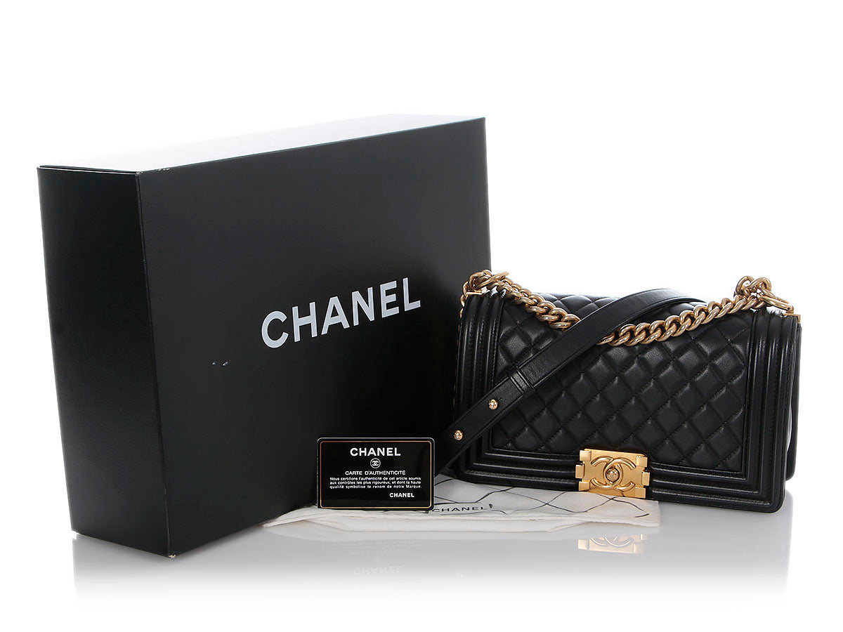 Chanel Old Medium Black Quilted Calfskin Boy Bag - Image 2