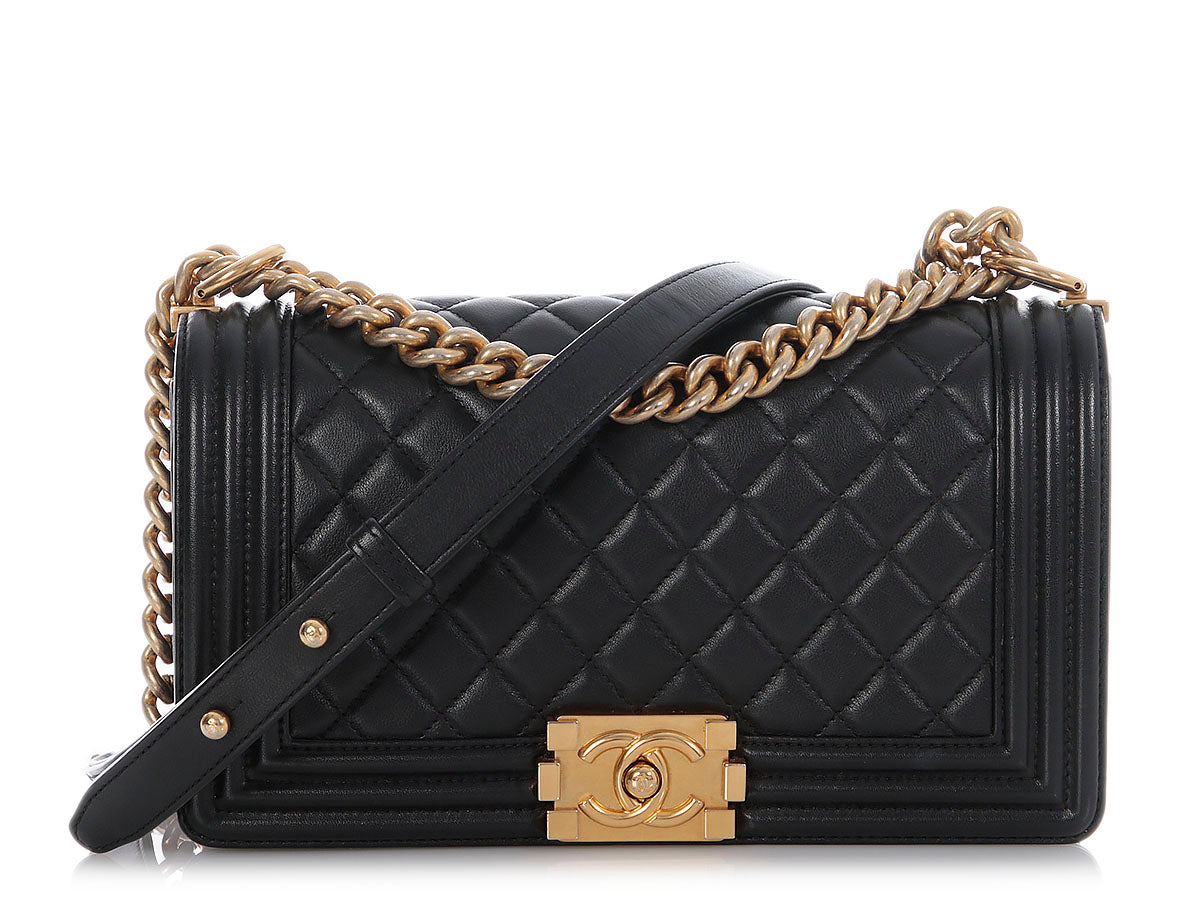 Chanel Old Medium Black Quilted Calfskin Boy Bag