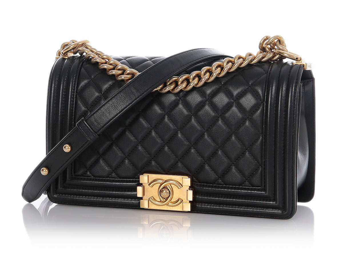 Chanel Old Medium Black Quilted Calfskin Boy Bag - Image 3