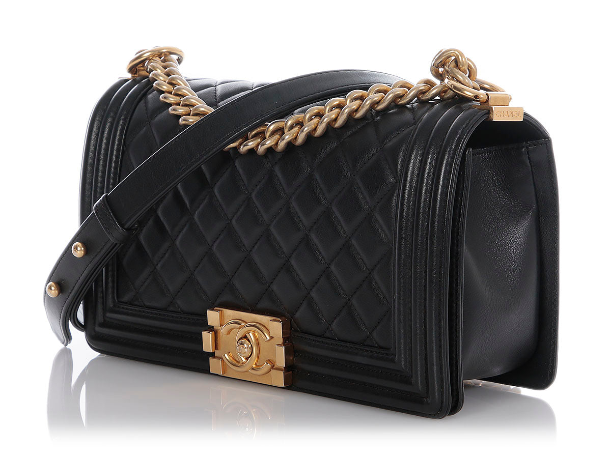 Chanel Old Medium Black Quilted Calfskin Boy Bag - Image 4