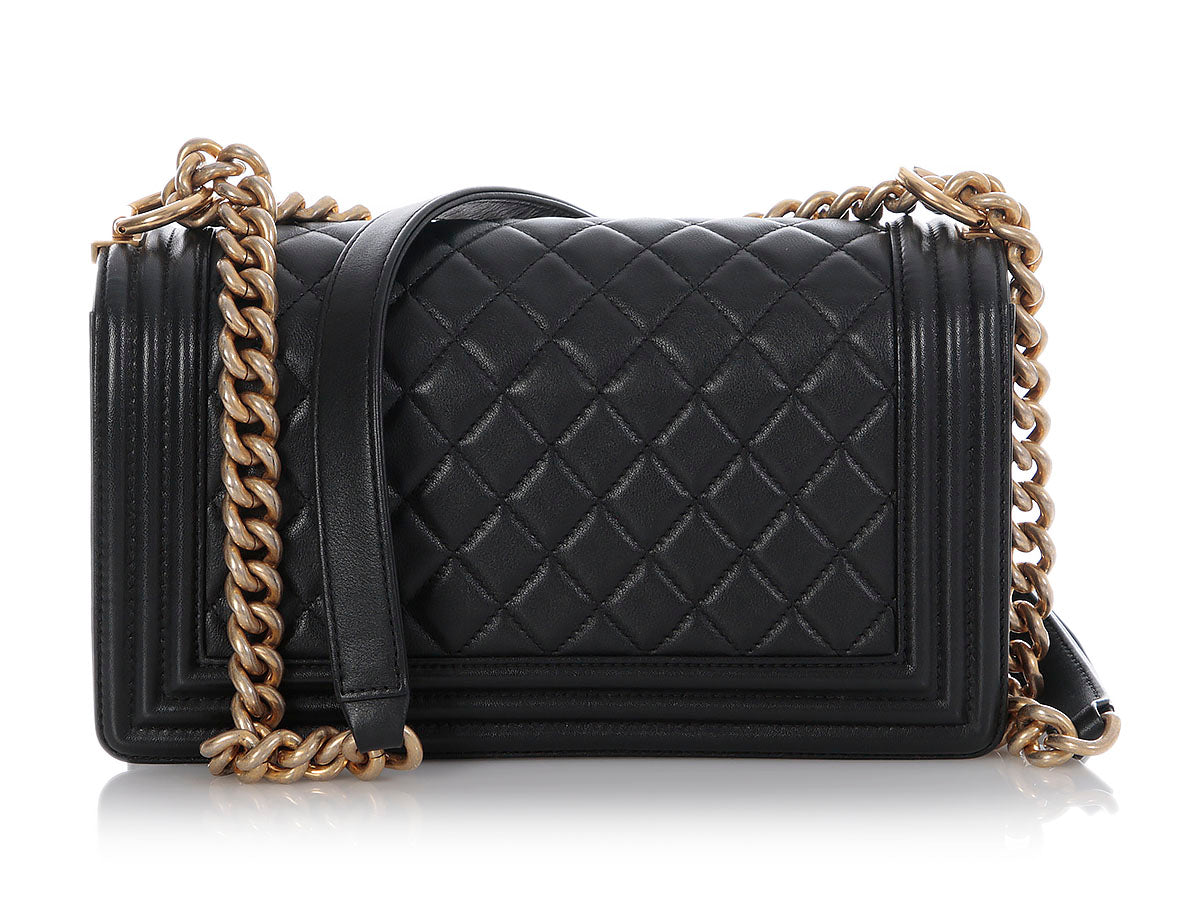 Chanel Old Medium Black Quilted Calfskin Boy Bag - Image 5