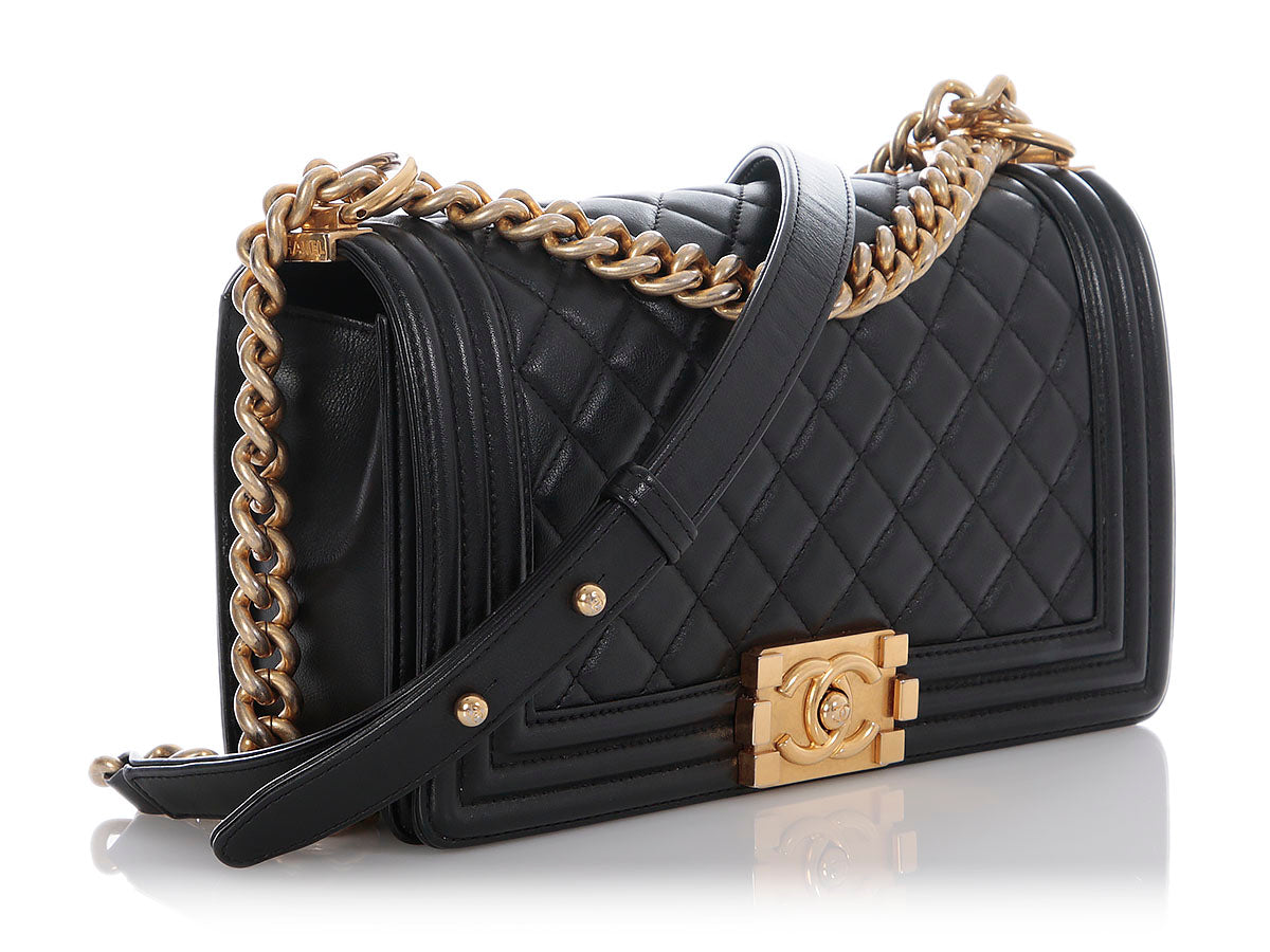 Chanel Old Medium Black Quilted Calfskin Boy Bag - Image 6