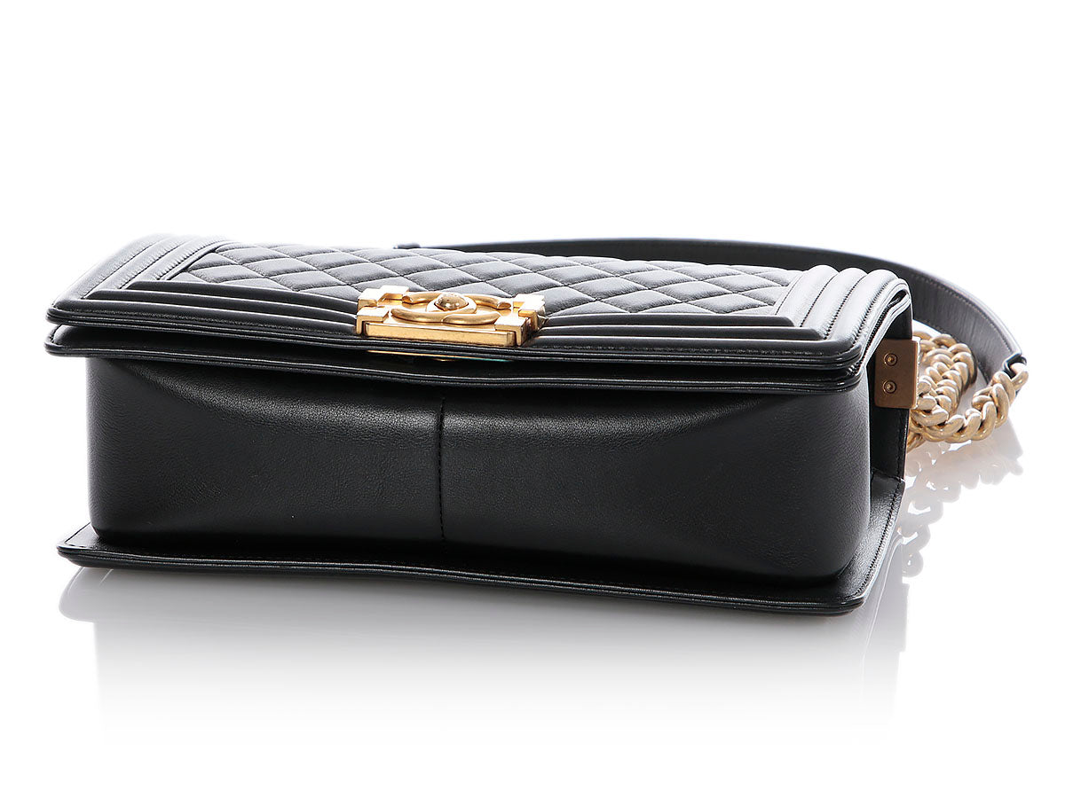 Chanel Old Medium Black Quilted Calfskin Boy Bag - Image 7