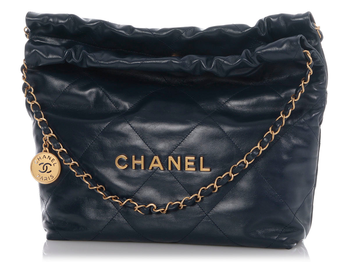 Chanel Small Navy Quilted Calfskin 22 - Image 3