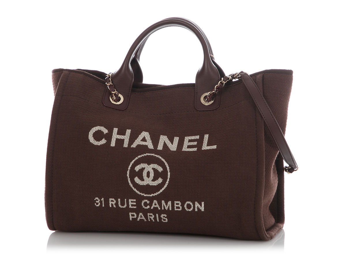 Chanel Medium Brown Deauville Shopping Tote - Image 3