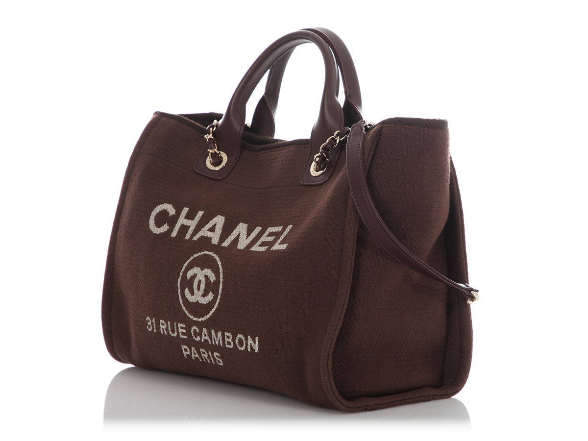 Chanel Medium Brown Deauville Shopping Tote - Image 4