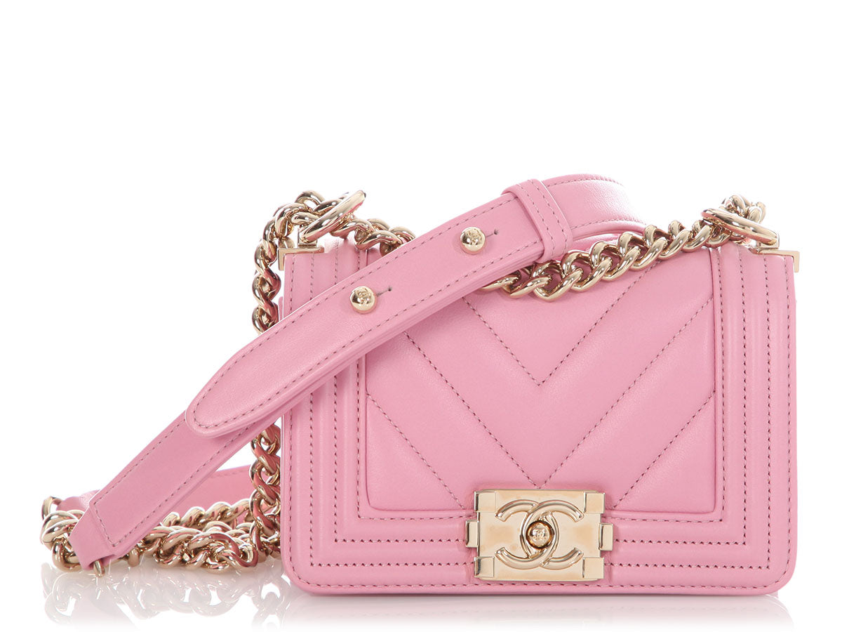Chanel Micro Mini Rose Chevron-Quilted Lambskin Boy Bag - Image 2