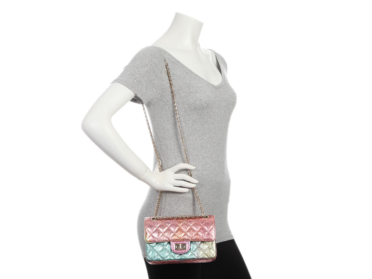 Chanel Mini Rainbow Quilted Metallic Calfskin Reissue - Image 11