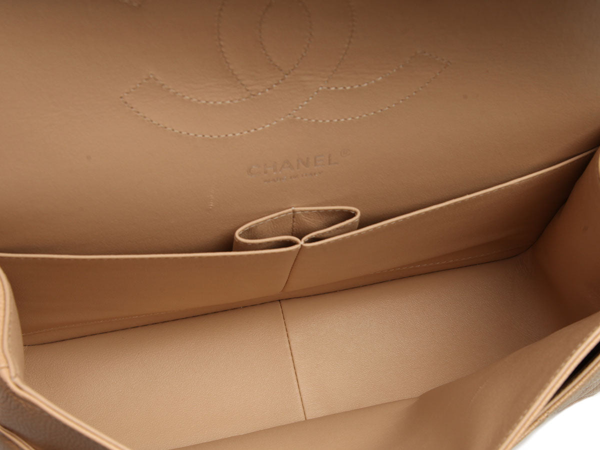 Chanel Jumbo Light Beige Quilted Caviar Classic Double Flap - Image 9