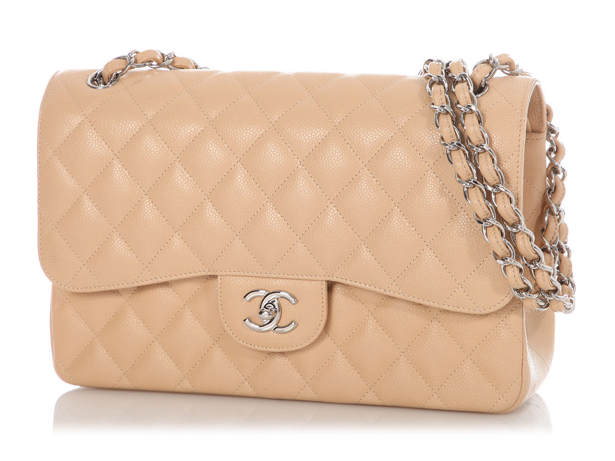 Chanel Jumbo Light Beige Quilted Caviar Classic Double Flap - Image 3